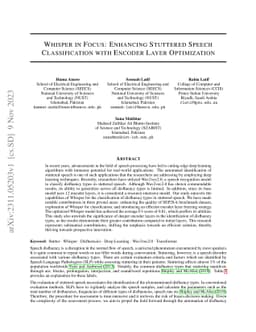 Whisper in Focus: Enhancing Stuttered Speech Classification with Encoder
  Layer Optimization