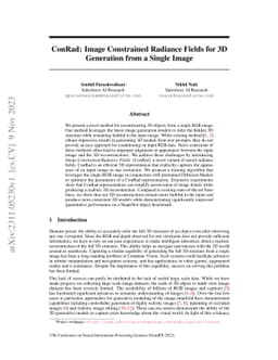 ConRad: Image Constrained Radiance Fields for 3D Generation from a
  Single Image