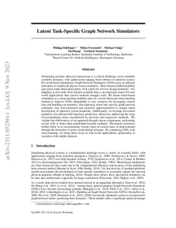 Latent Task-Specific Graph Network Simulators