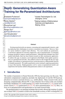 RepQ: Generalizing Quantization-Aware Training for Re-Parametrized
  Architectures