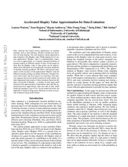 Accelerated Shapley Value Approximation for Data Evaluation