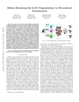 Robust Retraining-free GAN Fingerprinting via Personalized Normalization