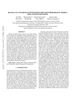 Retinal OCT Synthesis with Denoising Diffusion Probabilistic Models for
  Layer Segmentation