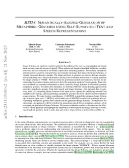 META4: Semantically-Aligned Generation of Metaphoric Gestures Using
  Self-Supervised Text and Speech Representation