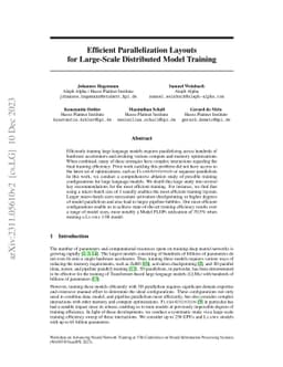 Efficient Parallelization Layouts for Large-Scale Distributed Model
  Training