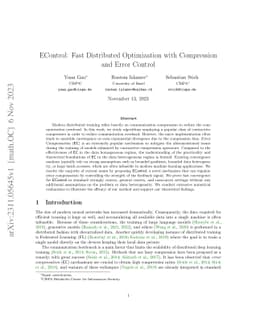 EControl: Fast Distributed Optimization with Compression and Error
  Control