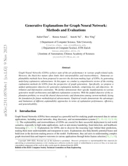 Generative Explanations for Graph Neural Network: Methods and
  Evaluations