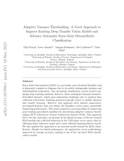 Adaptive Variance Thresholding: A Novel Approach to Improve Existing
  Deep Transfer Vision Models and Advance Automatic Knee-Joint Osteoarthritis
  Classification