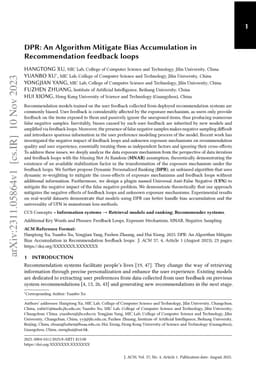 DPR: An Algorithm Mitigate Bias Accumulation in Recommendation feedback
  loops