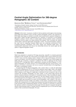 Central Angle Optimization for 360-degree Holographic 3D Content