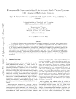 Programmable Superconducting Optoelectronic Single-Photon Synapses with
  Integrated Multi-State Memory