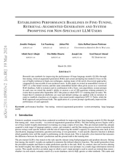 Establishing Performance Baselines in Fine-Tuning, Retrieval-Augmented
  Generation and Soft-Prompting for Non-Specialist LLM Users