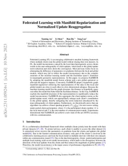 Federated Learning with Manifold Regularization and Normalized Update
  Reaggregation