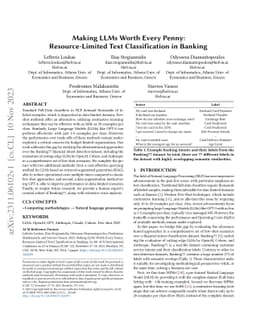 Making LLMs Worth Every Penny: Resource-Limited Text Classification in
  Banking