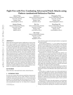 Fight Fire with Fire: Combating Adversarial Patch Attacks using
  Pattern-randomized Defensive Patches