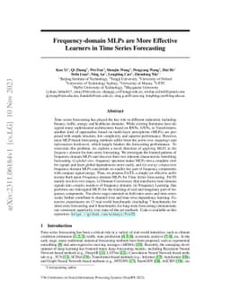 Frequency-domain MLPs are More Effective Learners in Time Series
  Forecasting