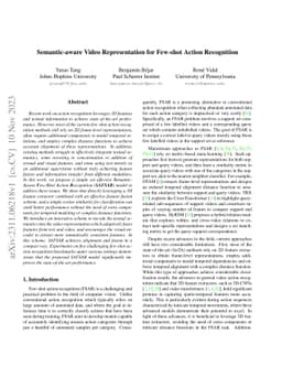 Semantic-aware Video Representation for Few-shot Action Recognition
