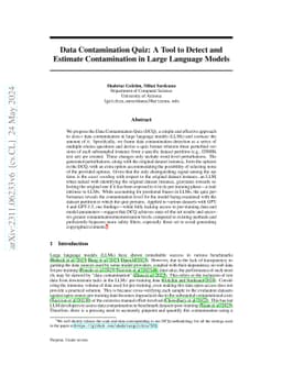 Data Contamination Quiz: A Tool to Detect and Estimate Contamination in
  Large Language Models