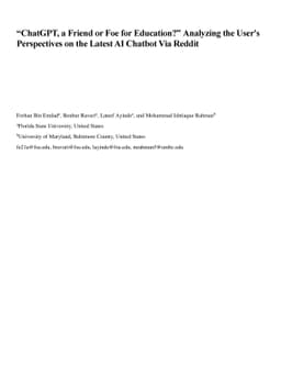 "ChatGPT, a Friend or Foe for Education?" Analyzing the User's
  Perspectives on the Latest AI Chatbot Via Reddit