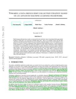 Towards a data-driven debt collection strategy based on an advanced
  machine learning framework