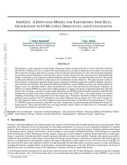ShipGen: A Diffusion Model for Parametric Ship Hull Generation with
  Multiple Objectives and Constraints