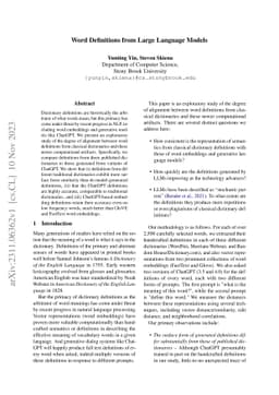 Word Definitions from Large Language Models