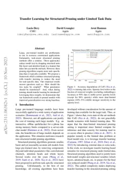 Transfer Learning for Structured Pruning under Limited Task Data