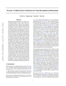 Towards A Unified Neural Architecture for Visual Recognition and
  Reasoning