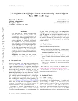 Autoregressive Language Models For Estimating the Entropy of Epic EHR
  Audit Logs