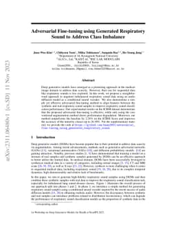 Adversarial Fine-tuning using Generated Respiratory Sound to Address
  Class Imbalance