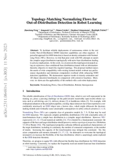 Topology-Matching Normalizing Flows for Out-of-Distribution Detection in
  Robot Learning