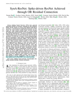 SynA-ResNet: Spike-driven ResNet Achieved through OR Residual Connection