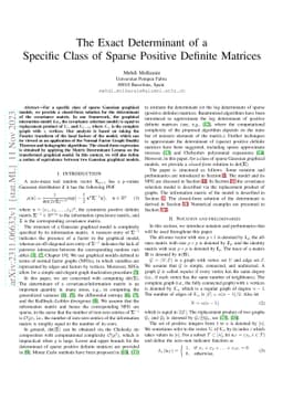 The Exact Determinant of a Specific Class of Sparse Positive Definite
  Matrices