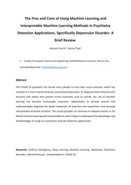 The Pros and Cons of Using Machine Learning and Interpretable Machine
  Learning Methods in psychiatry detection applications, specifically
  depression disorder: A Brief Review