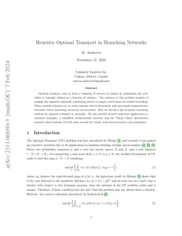 Heuristic Optimal Transport in Branching Networks
