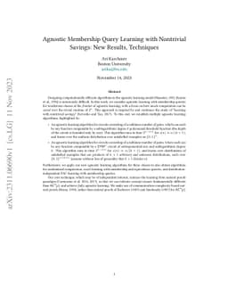 Agnostic Membership Query Learning with Nontrivial Savings: New Results,
  Techniques