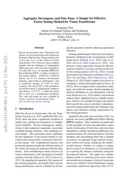 Aggregate, Decompose, and Fine-Tune: A Simple Yet Effective
  Factor-Tuning Method for Vision Transformer
