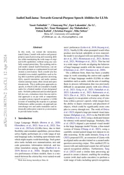 AudioChatLlama: Towards General-Purpose Speech Abilities for LLMs