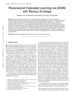 Personalized Federated Learning via ADMM with Moreau Envelope