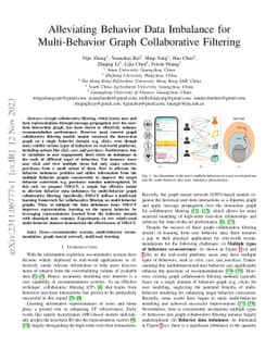 Alleviating Behavior Data Imbalance for Multi-Behavior Graph
  Collaborative Filtering