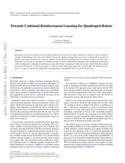 Towards Continual Reinforcement Learning for Quadruped Robots
