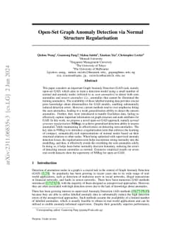 Open-Set Graph Anomaly Detection via Normal Structure Regularisation