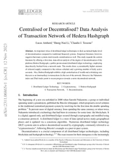 Centralised or Decentralised? Data Analysis of Transaction Network of
  Hedera Hashgraph