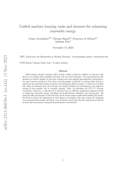 Unified machine learning tasks and datasets for enhancing renewable
  energy
