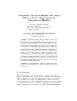 Anticipating User Needs: Insights from Design Fiction on Conversational
  Agents for Computational Thinking