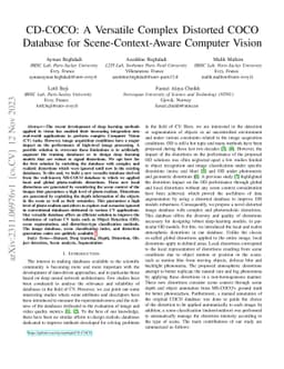 CD-COCO: A Versatile Complex Distorted COCO Database for
  Scene-Context-Aware Computer Vision