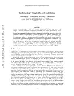 Embarassingly Simple Dataset Distillation