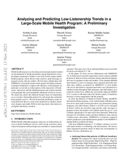 Analyzing and Predicting Low-Listenership Trends in a Large-Scale Mobile
  Health Program: A Preliminary Investigation