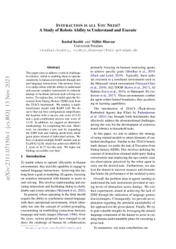 Interaction is all You Need? A Study of Robots Ability to Understand and
  Execute