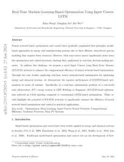 Real-Time Machine-Learning-Based Optimization Using Input Convex LSTM